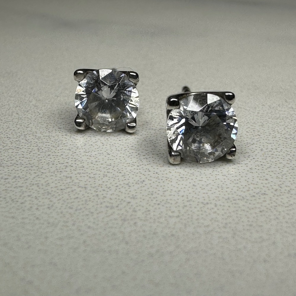 Sterling Silver CZ Earrings Round Cut Studs‎ Dainty Minimalist Jewelry 925